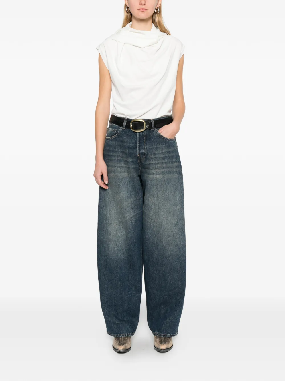 Haikure Bethany front-button wide-leg jeans - Blauw