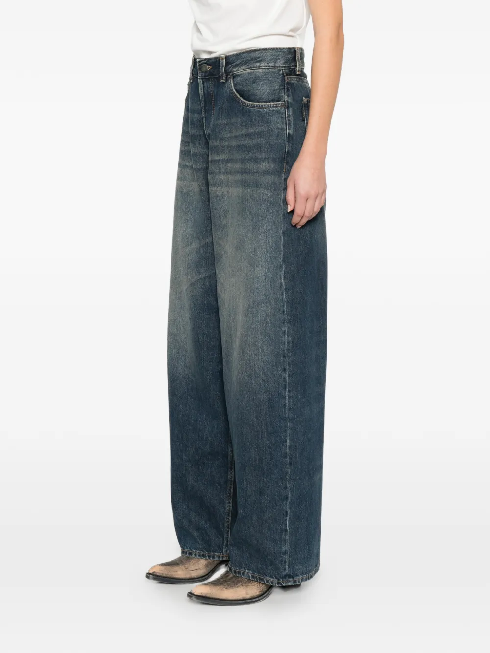  Haikure Bethany Front-button Wide-leg Jeans - Blue 