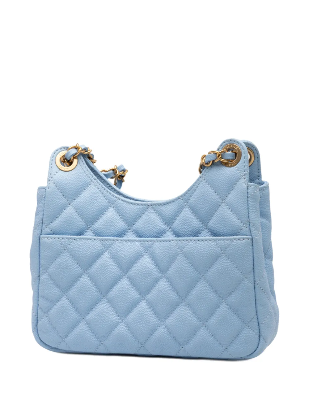 CHANEL Pre-owned 2021-2025 Small Quitled Caviar Wavy Cc Hobo Crossbody Bag In Blue