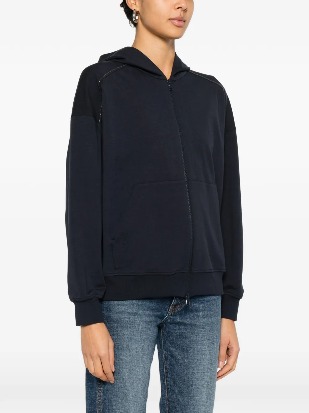 Brunello Cucinelli Hoodie met rits Blauw