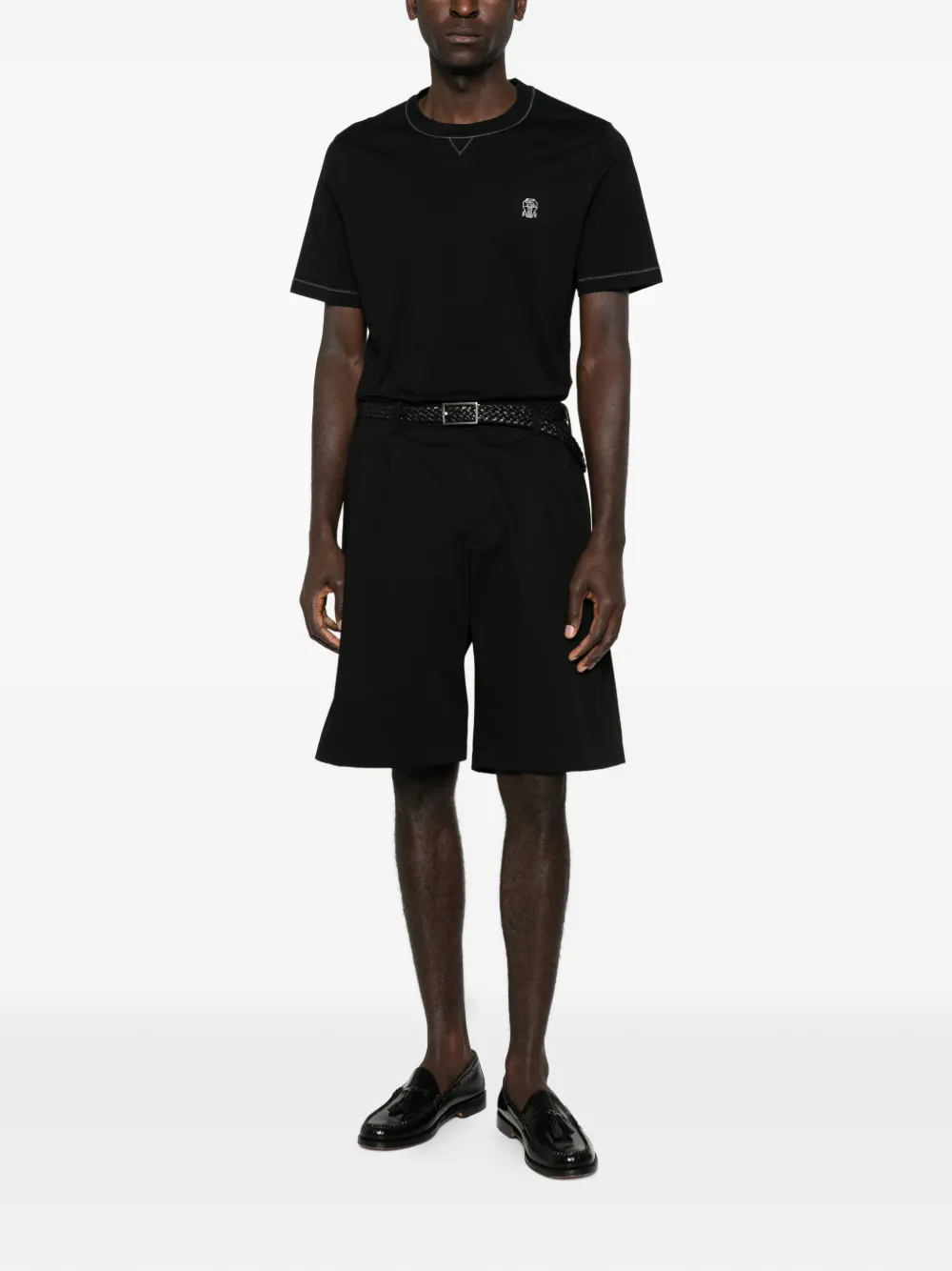 Brunello Cucinelli embroidered trim T-shirt - Zwart