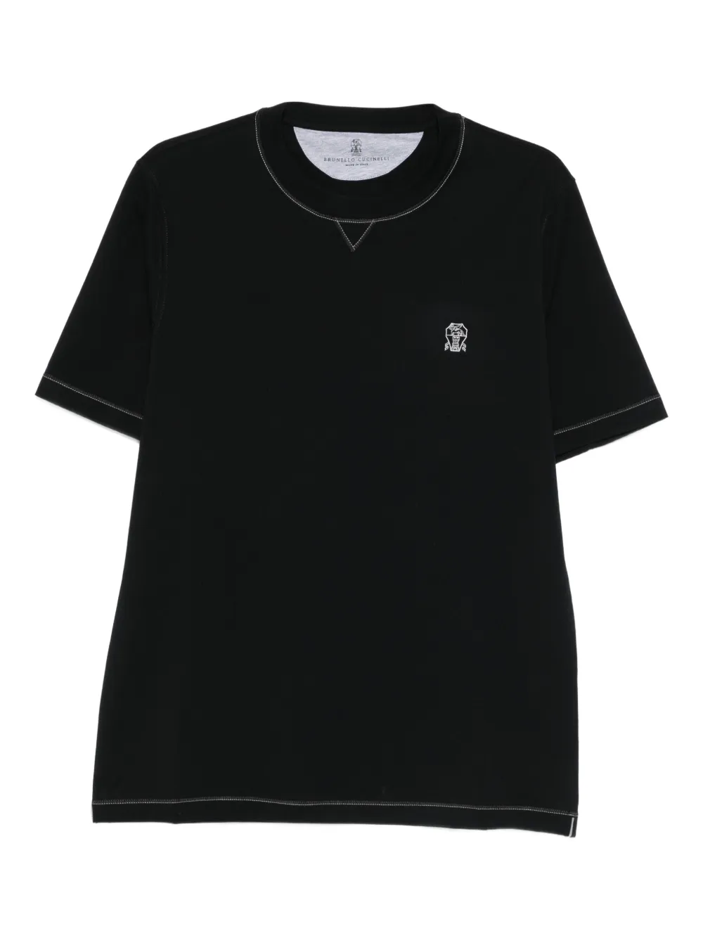 Brunello Cucinelli embroidered trim T-shirt | Black | Image 1