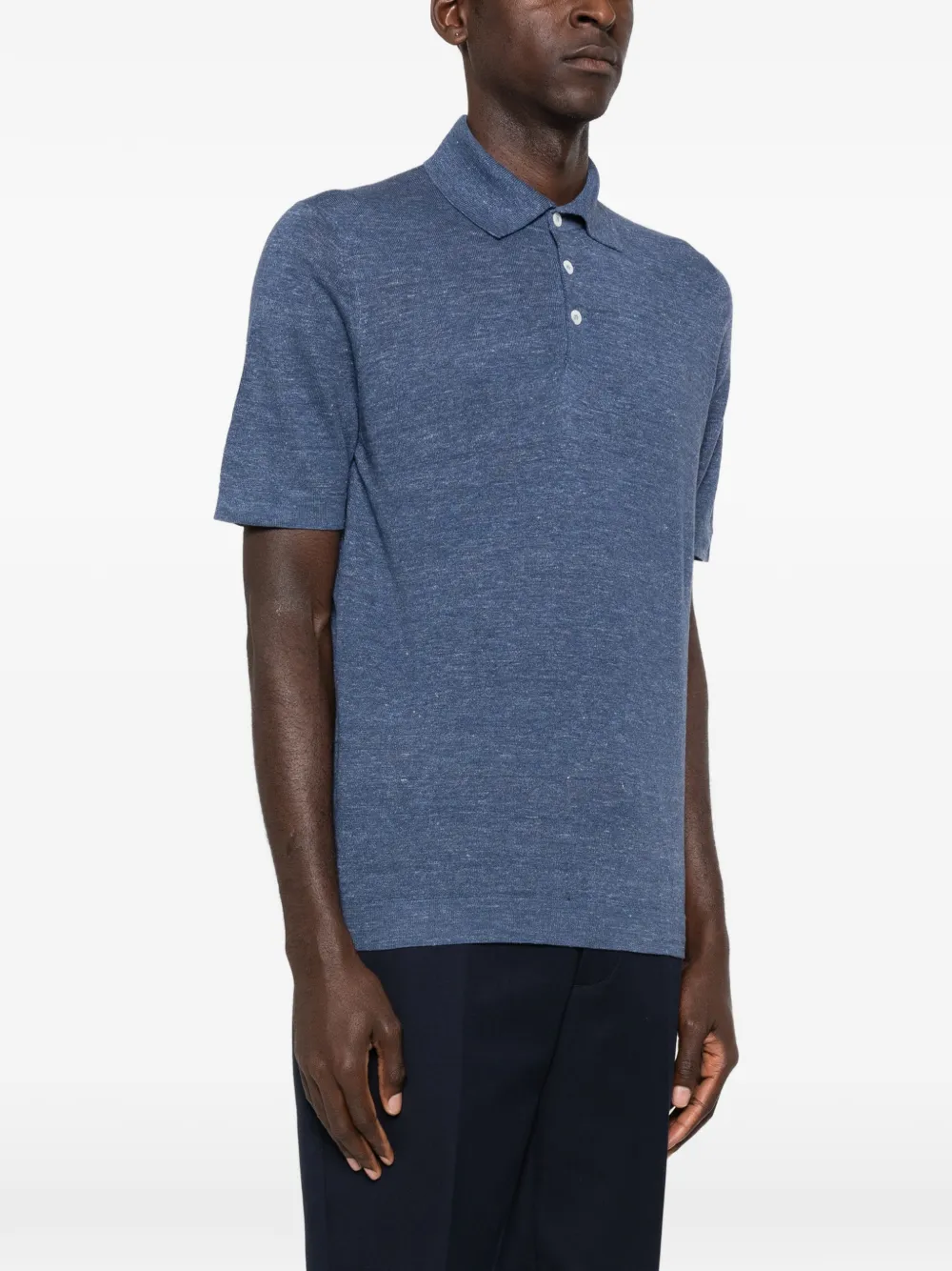 Brunello Cucinelli Linnen poloshirt met knopen Blauw