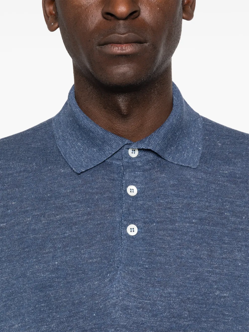 Brunello Cucinelli Linnen poloshirt met knopen Blauw