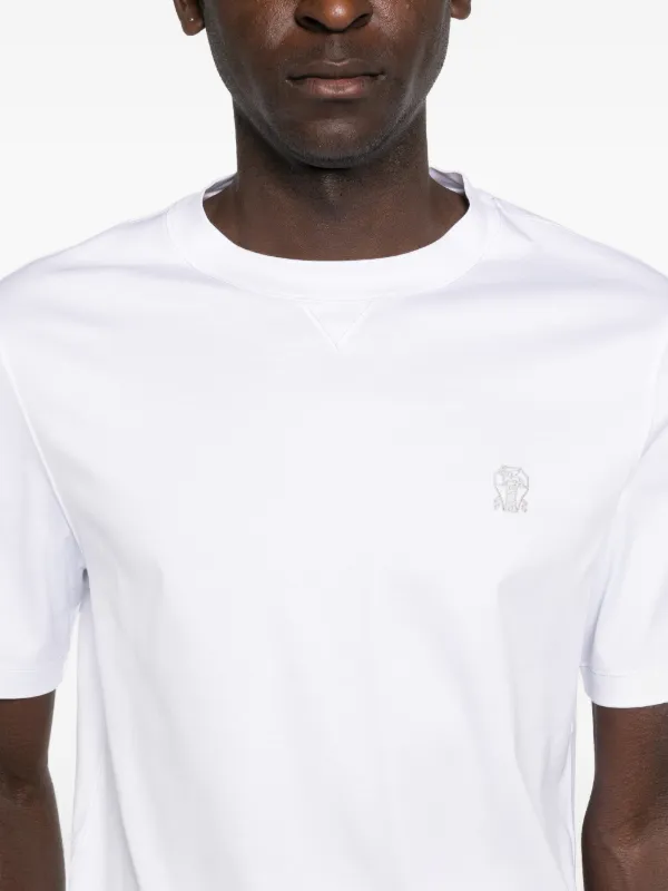 Brunello Cucinelli Camiseta Com Logo Bordado | Branco | FARFETCH BR