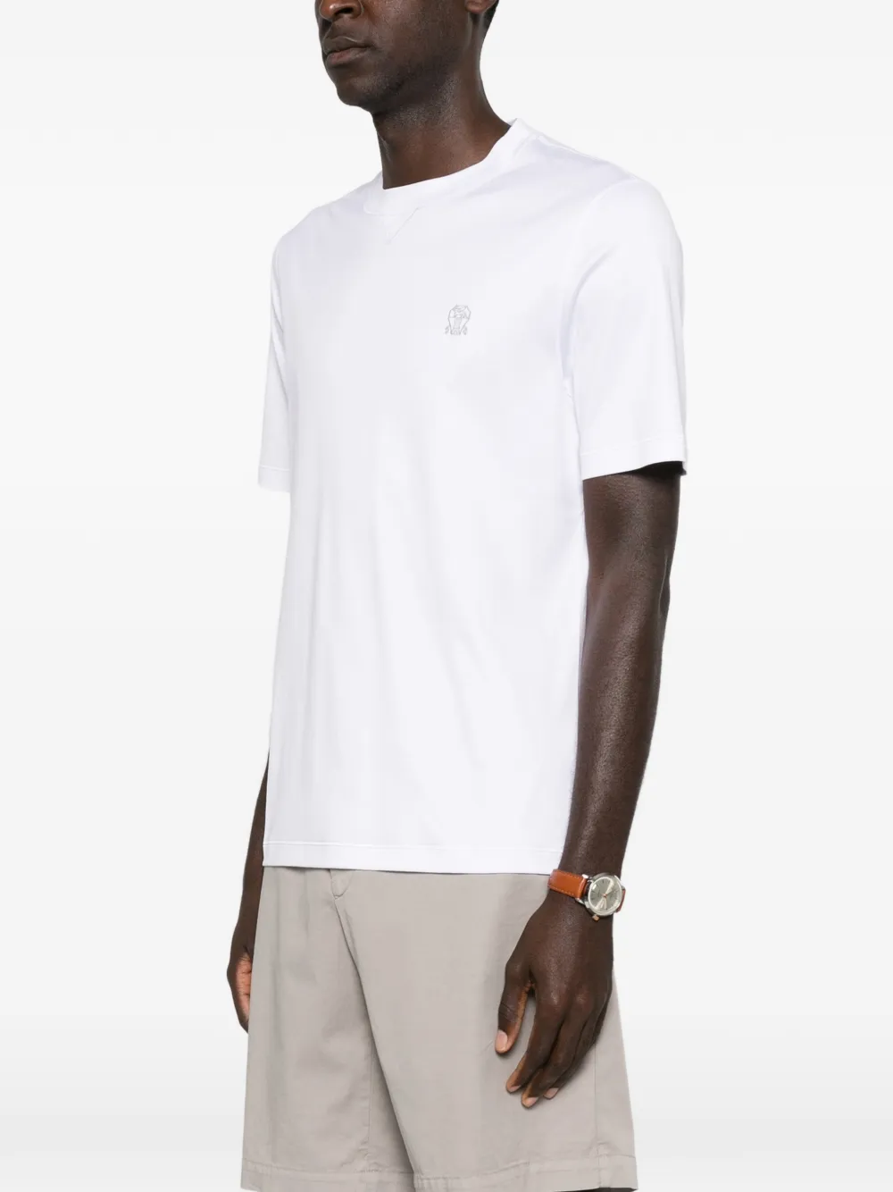 Brunello Cucinelli T-shirt met geborduurd logo Wit