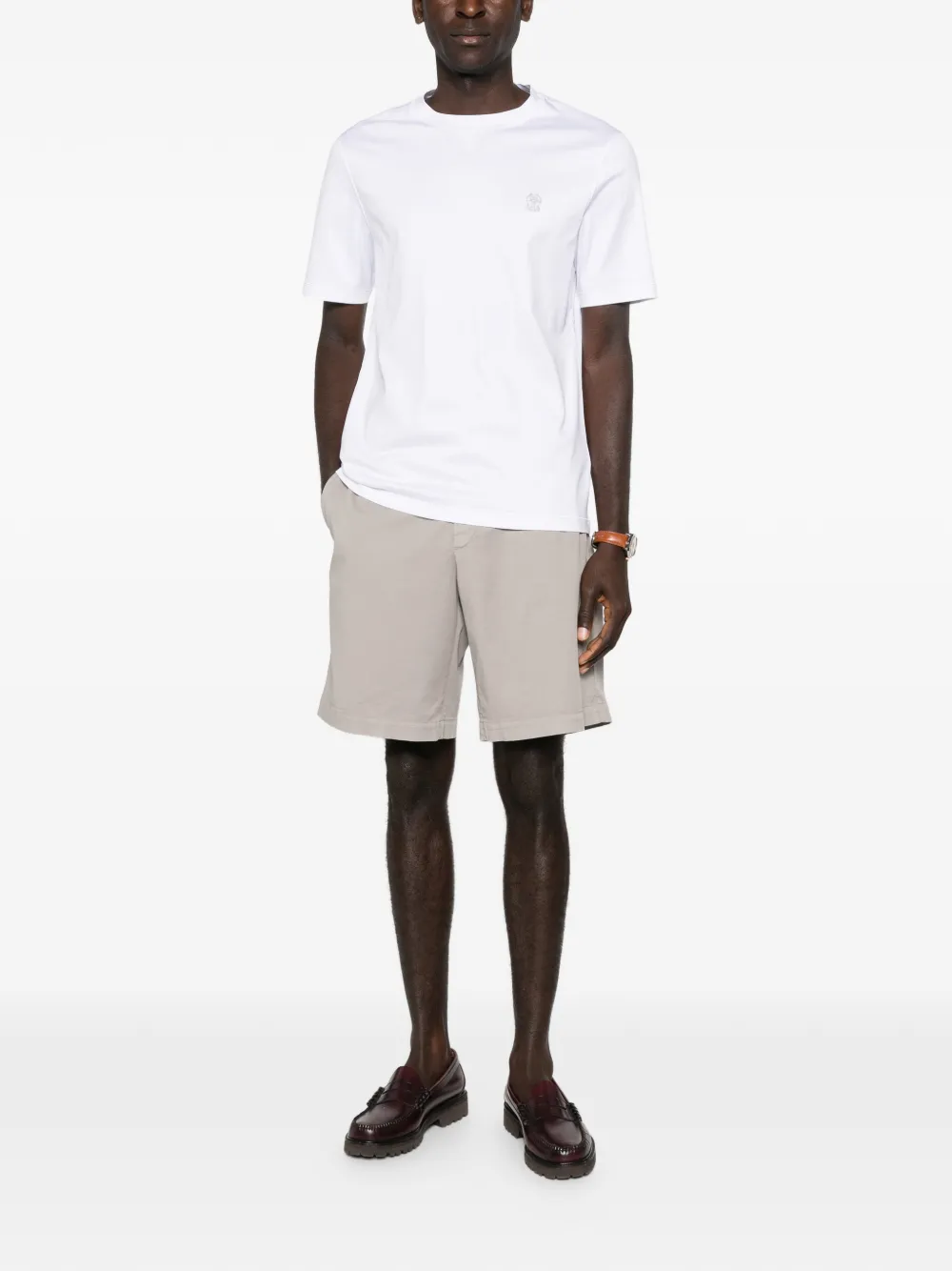 Brunello Cucinelli embroidered-logo T-shirt - Wit