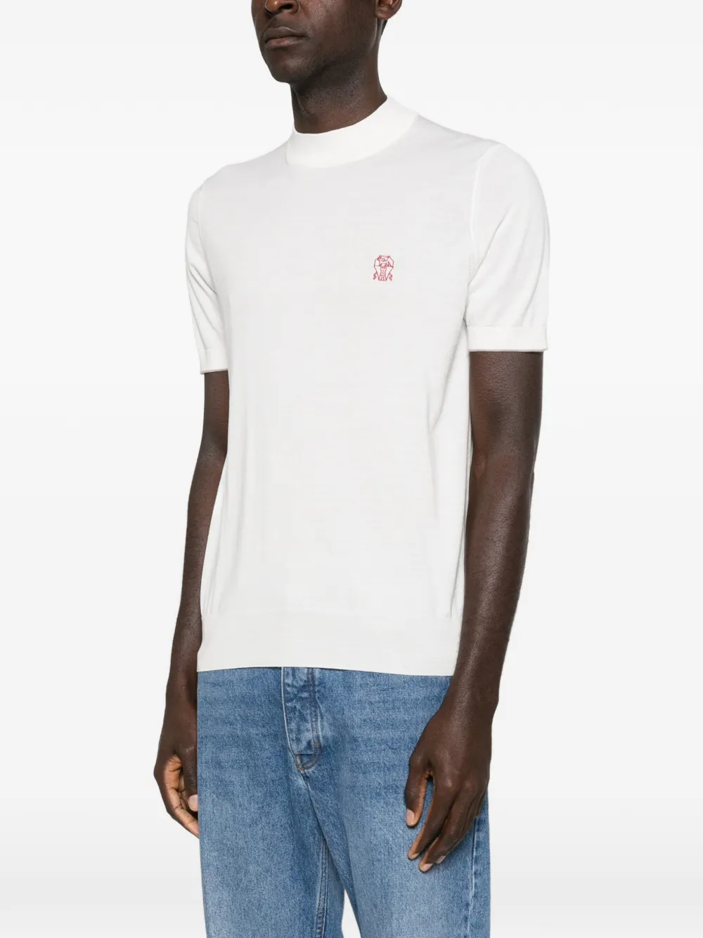 Embroidered-Logo Knitted T-Shirt