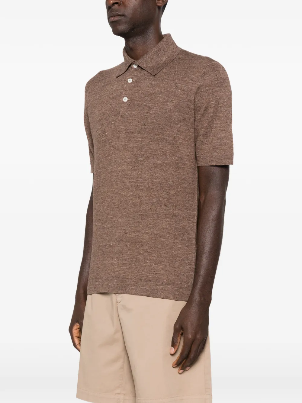  Brunello Cucinelli Button Polo Shirt - Brown 