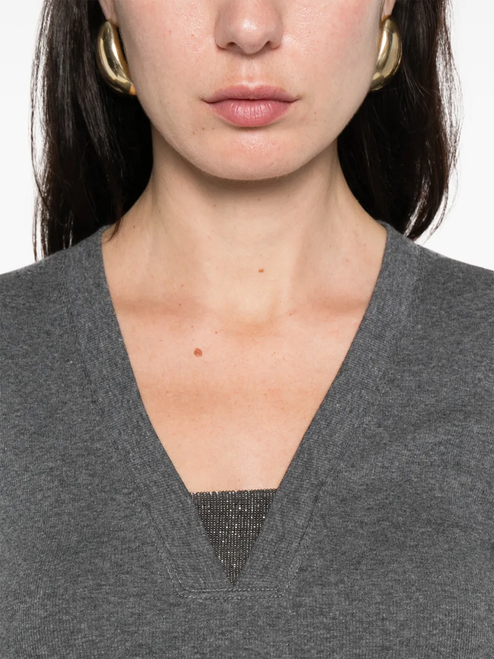 V-Neck Embellished T-Shirt