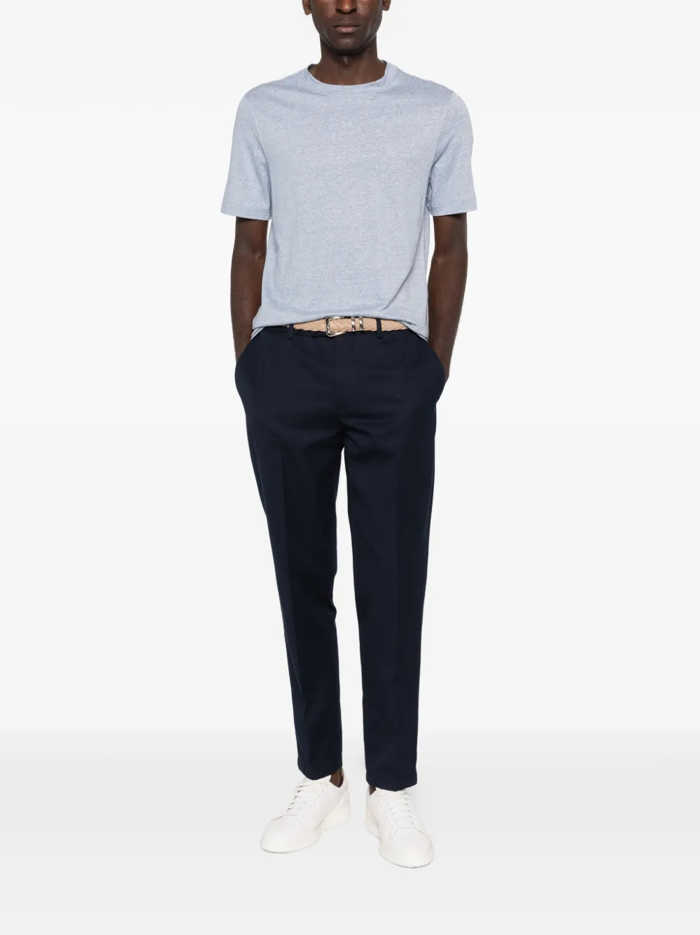 Brunello Cucinelli Katoenen T-shirt met rechte zoom - Blauw