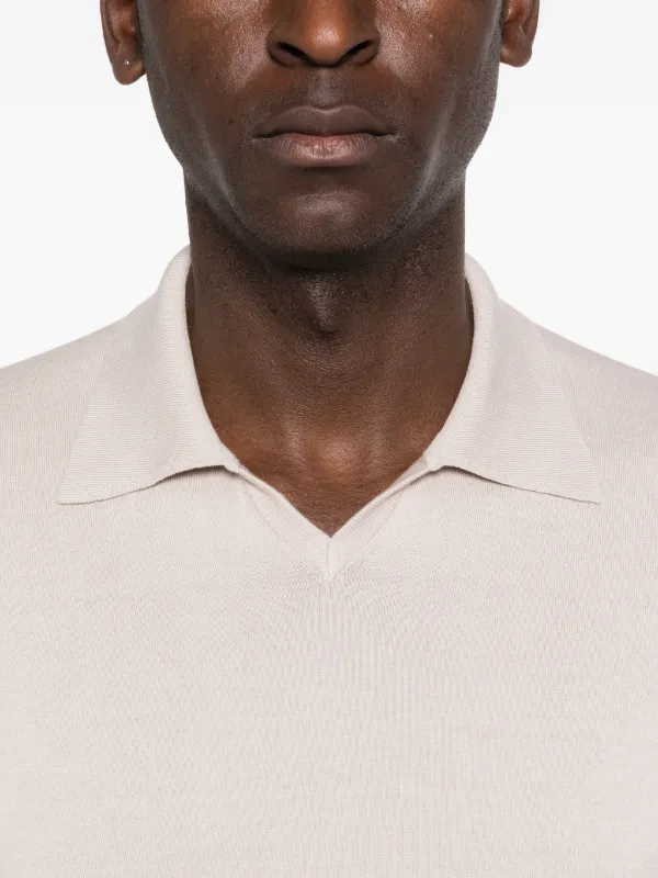 Brunello Cucinelli Knitted Cotton Polo Shirt | Neutrals | FARFETCH