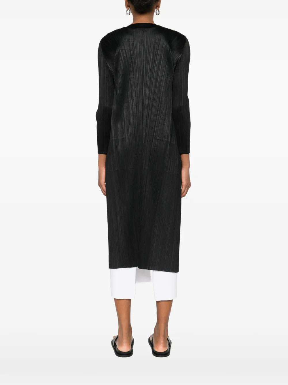 Pleats Please Issey Miyake Jas met geplooid effect en open voorkant Zwart