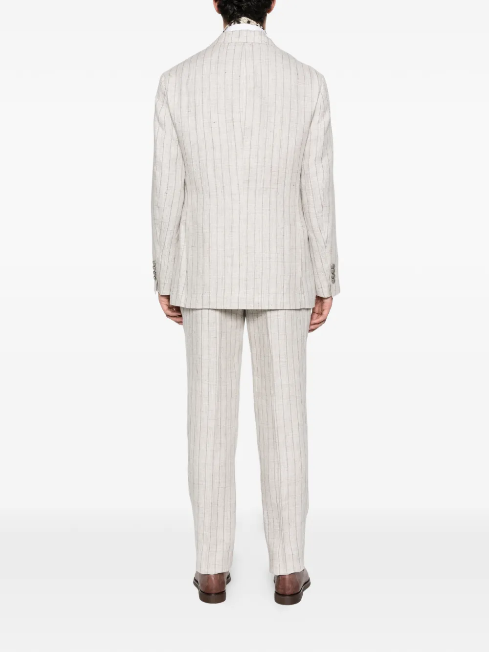  Brunello Cucinelli Striped Double-breasted Suit - Grey 