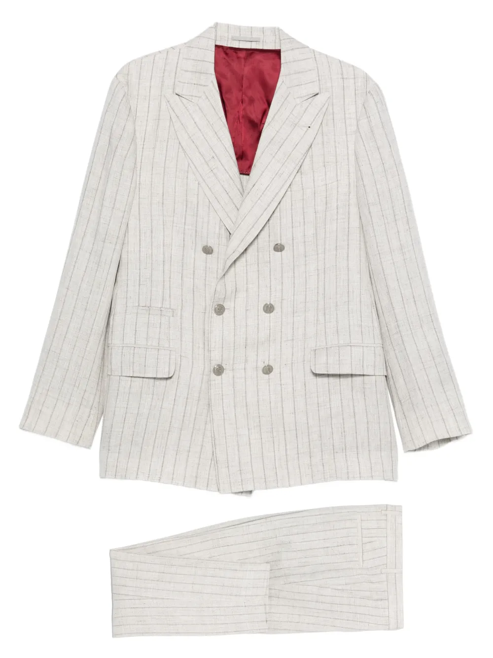 Brunello Cucinelli striped double-breasted suit | Grey | Image 1