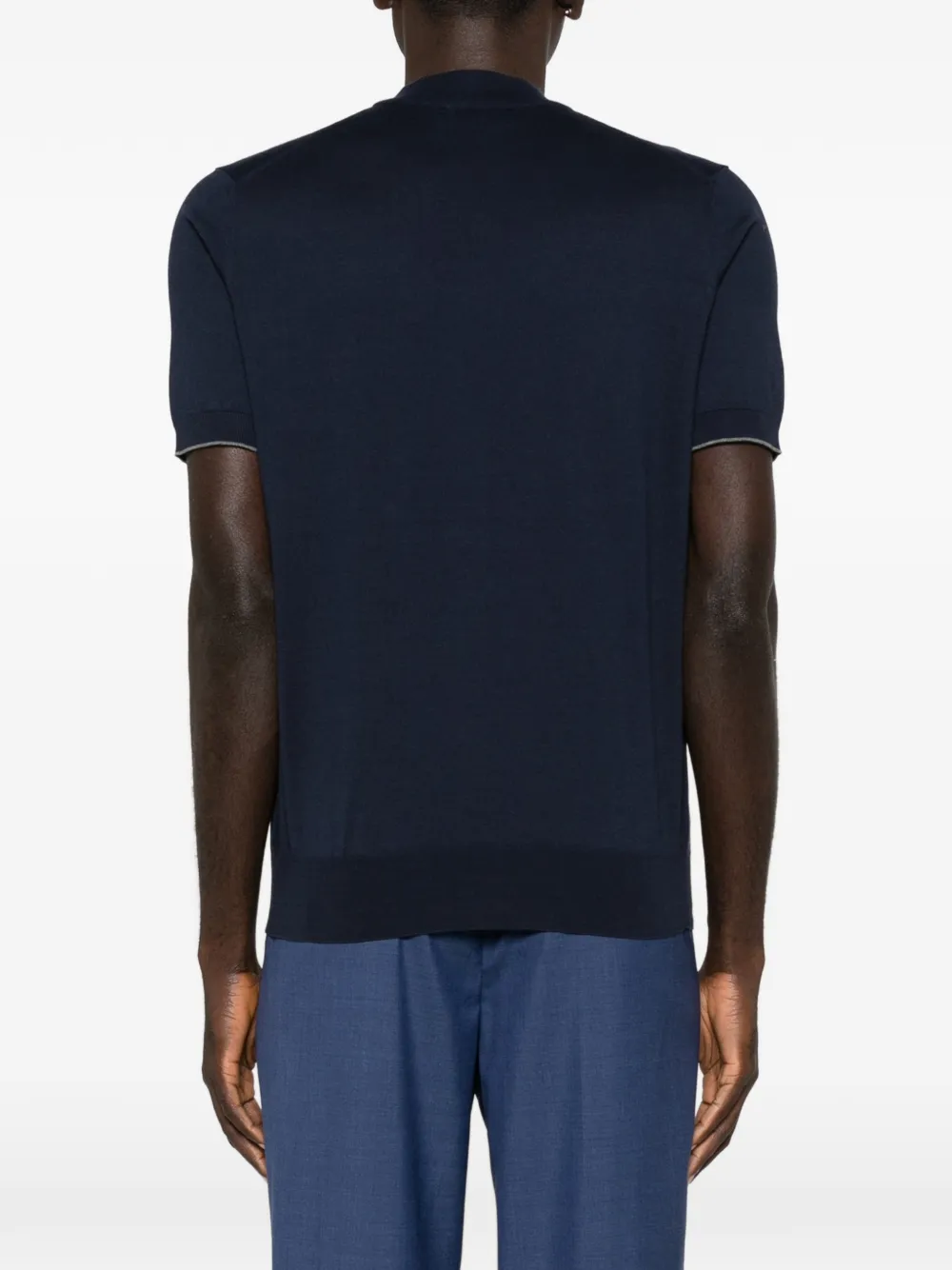 Brunello Cucinelli Gebreid T-shirt met geborduurd logo Blauw