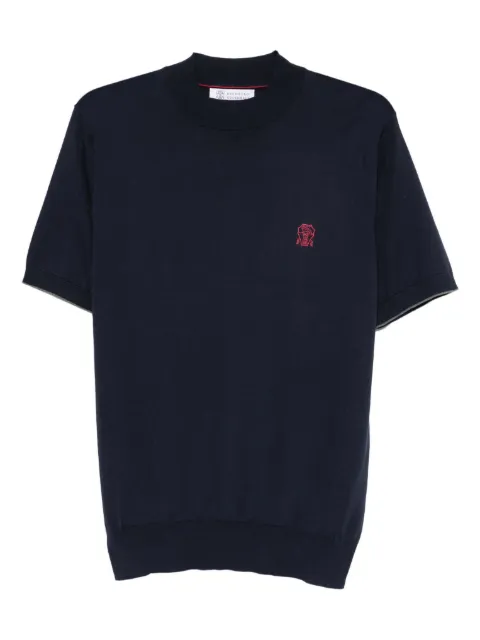 Brunello Cucinelli embroidered-logo knitted T-shirt 