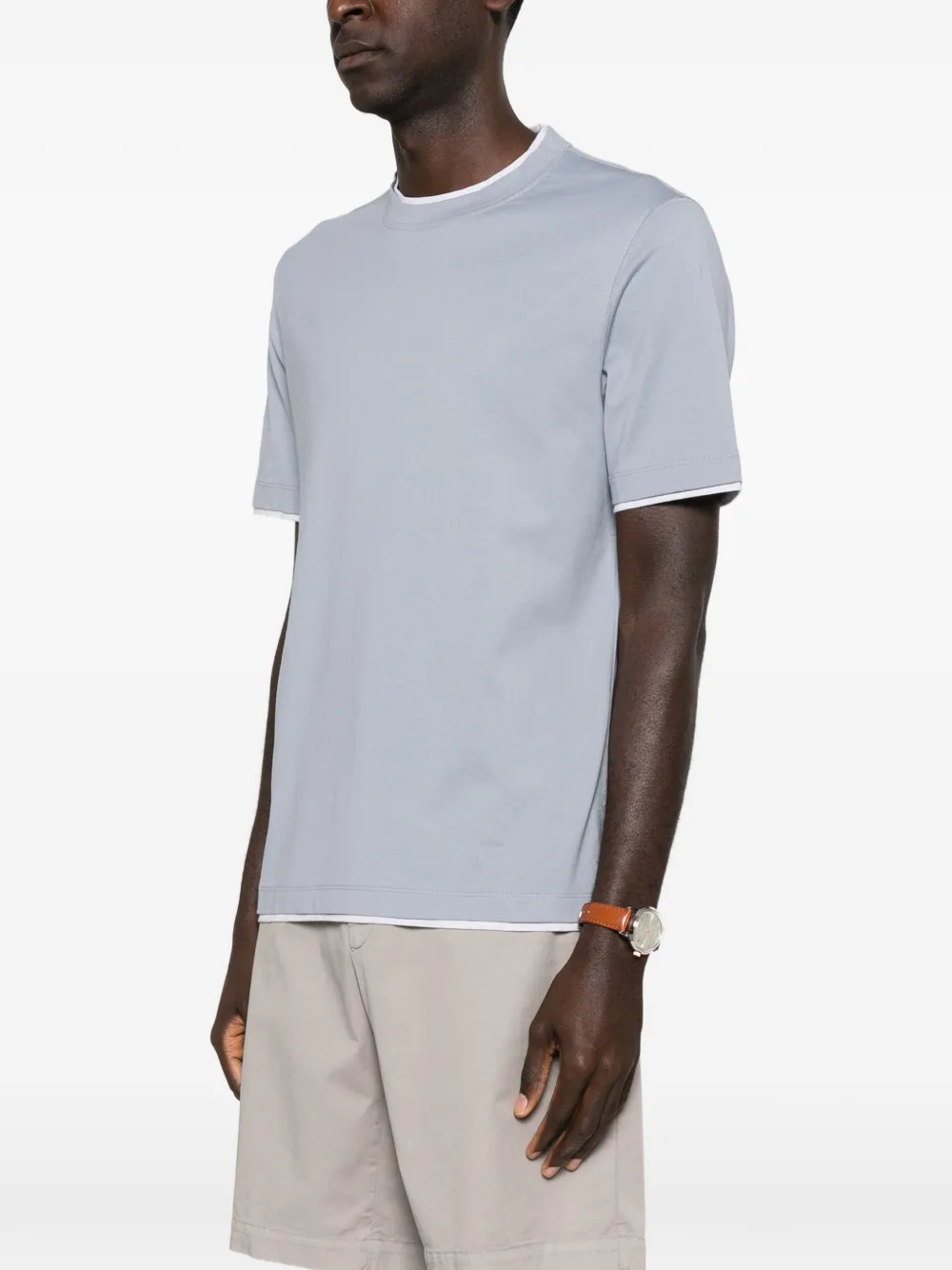 Brunello Cucinelli T-shirt met imitatielaag Blauw