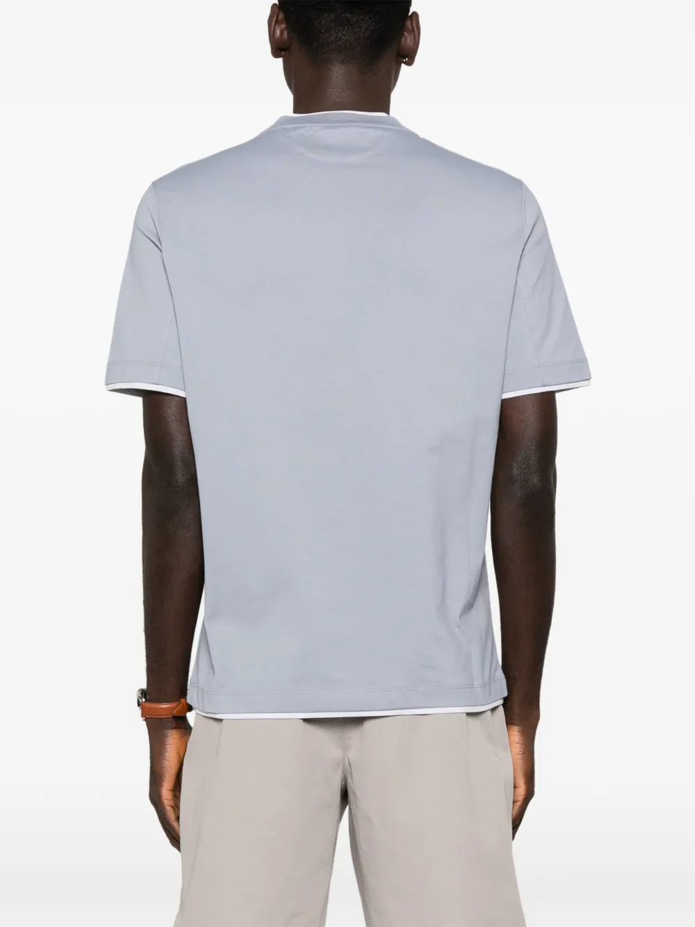 Brunello Cucinelli T-shirt met imitatielaag Blauw