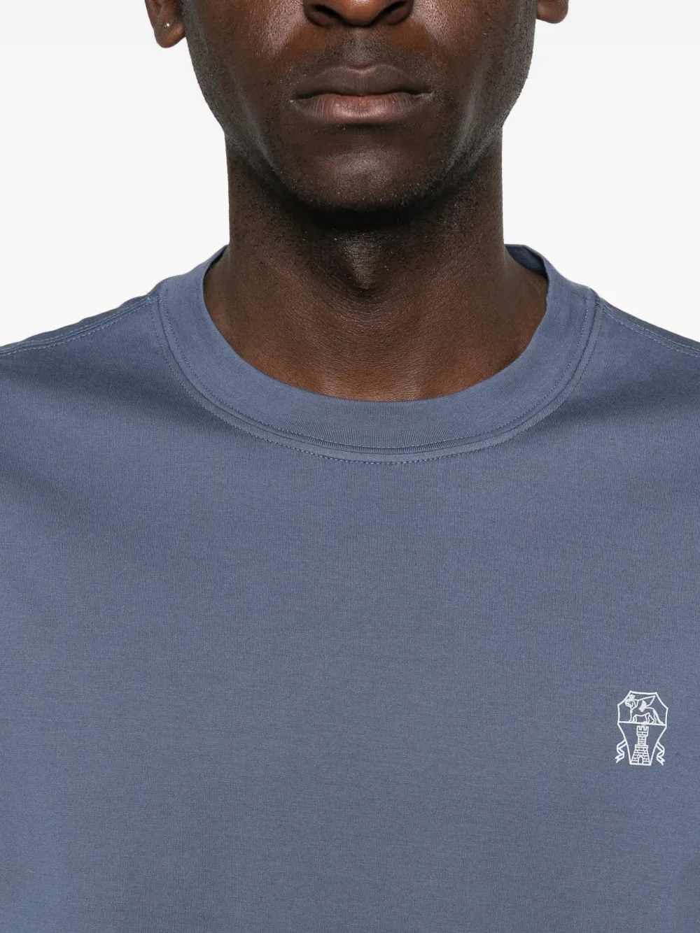Brunello Cucinelli Jersey T-shirt met logo Blauw