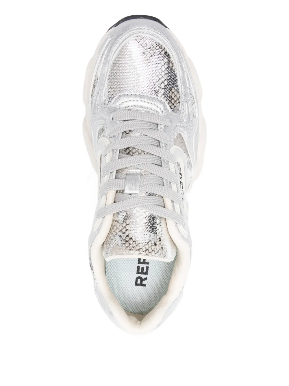 Replay Sneakers met leren vlakken Zilver