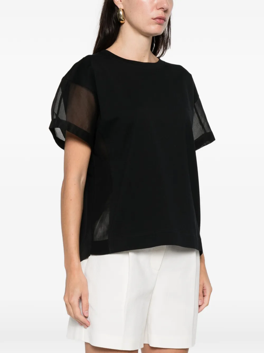 Semi Sheer-Panel T-Shirt