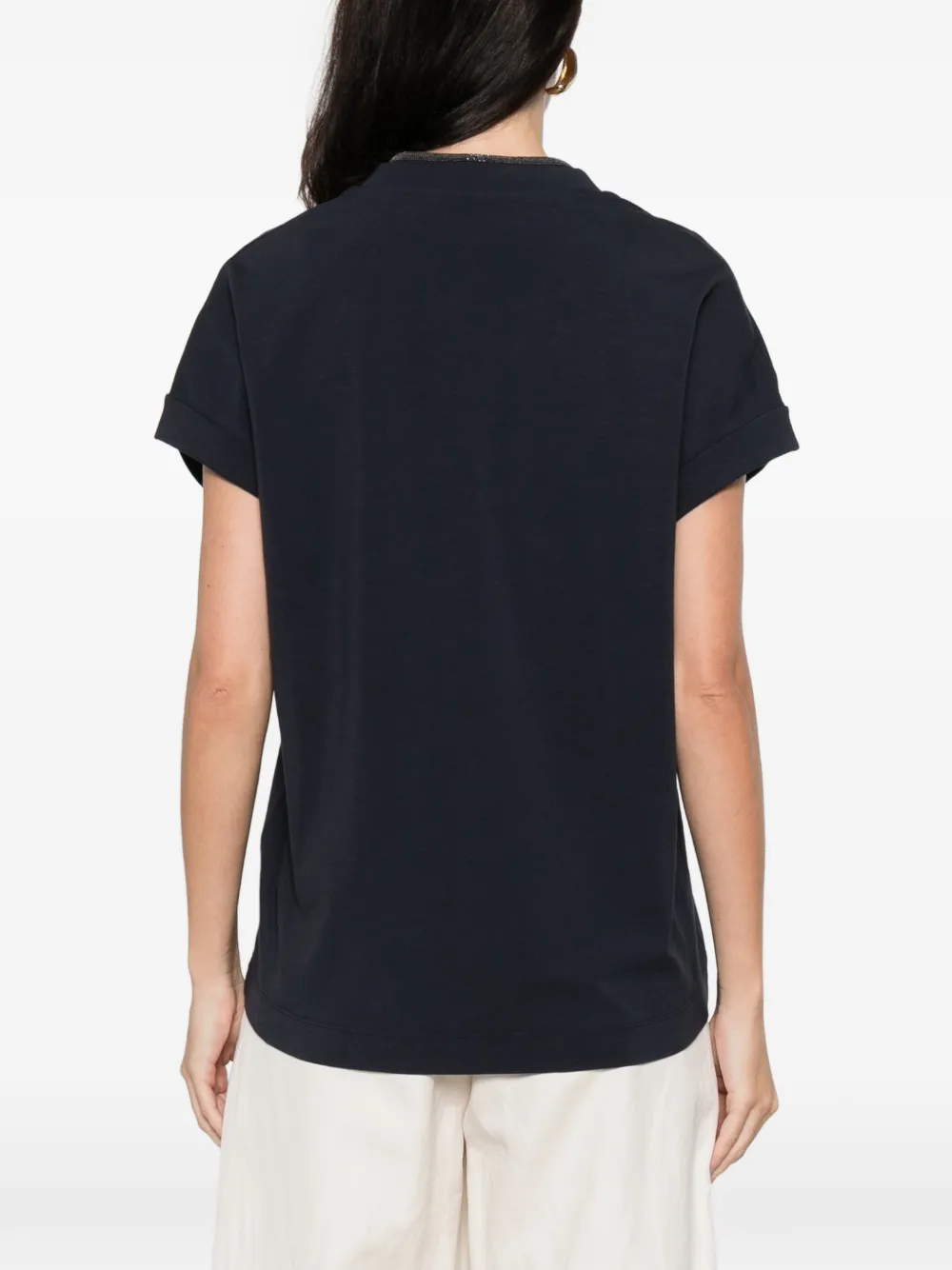 Brunello Cucinelli T-shirt met V-hals Blauw