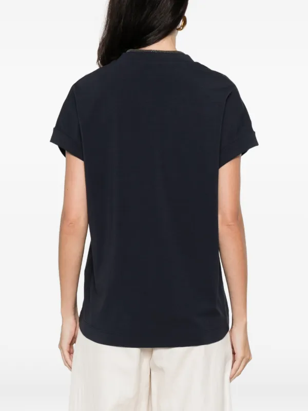 Brunello Cucinelli V-neck T-shirt | Blue | FARFETCH JO