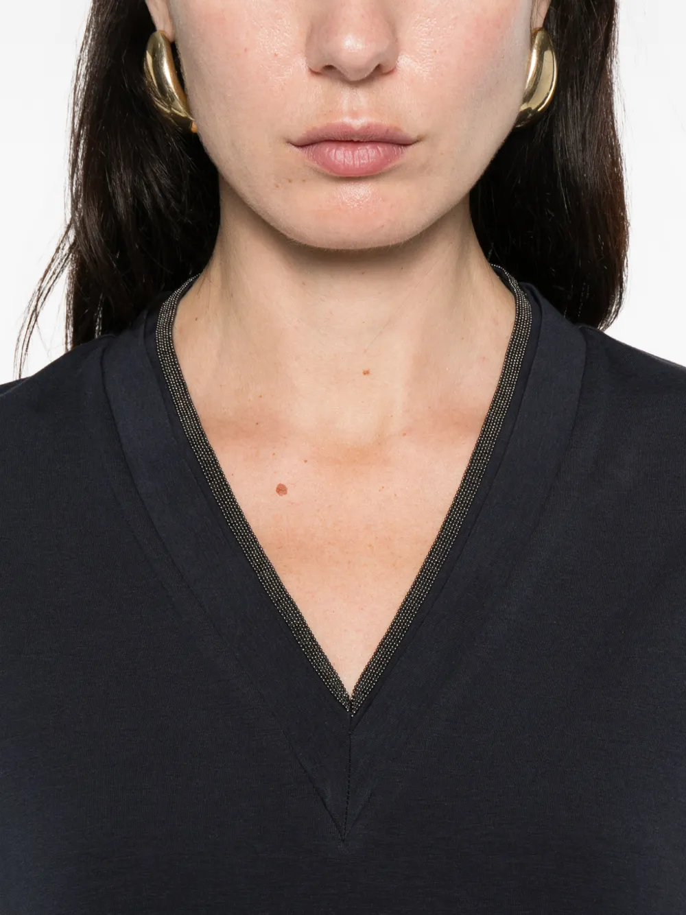 Brunello Cucinelli T-shirt met V-hals Blauw