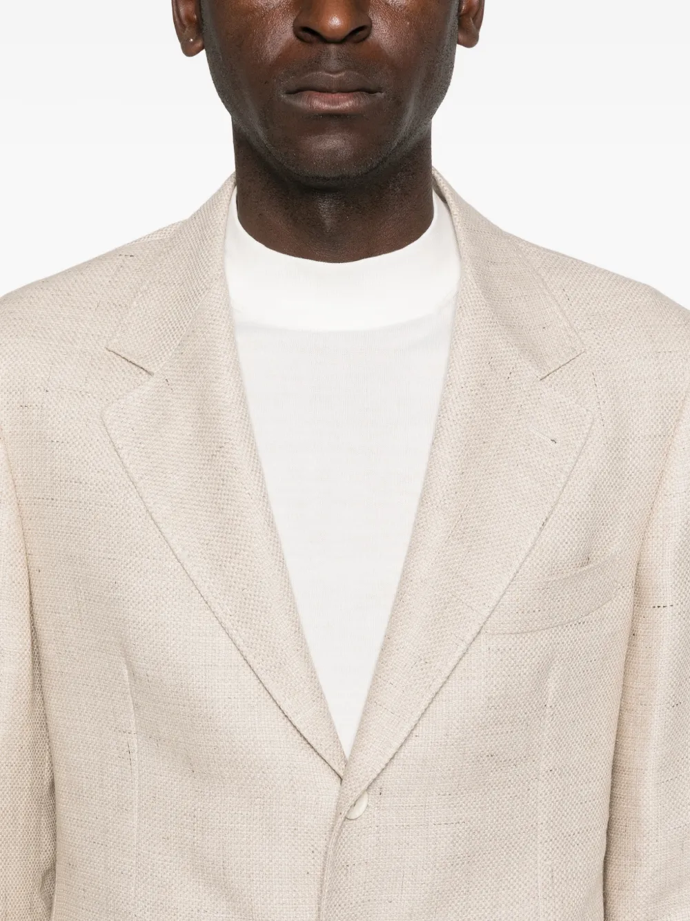 Brunello Cucinelli Blazer met enkele rij knopen Beige