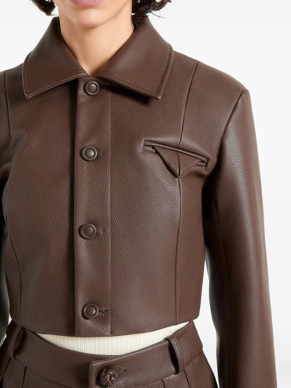 Manière De Voir Ania Pebbled Jacket In Brown