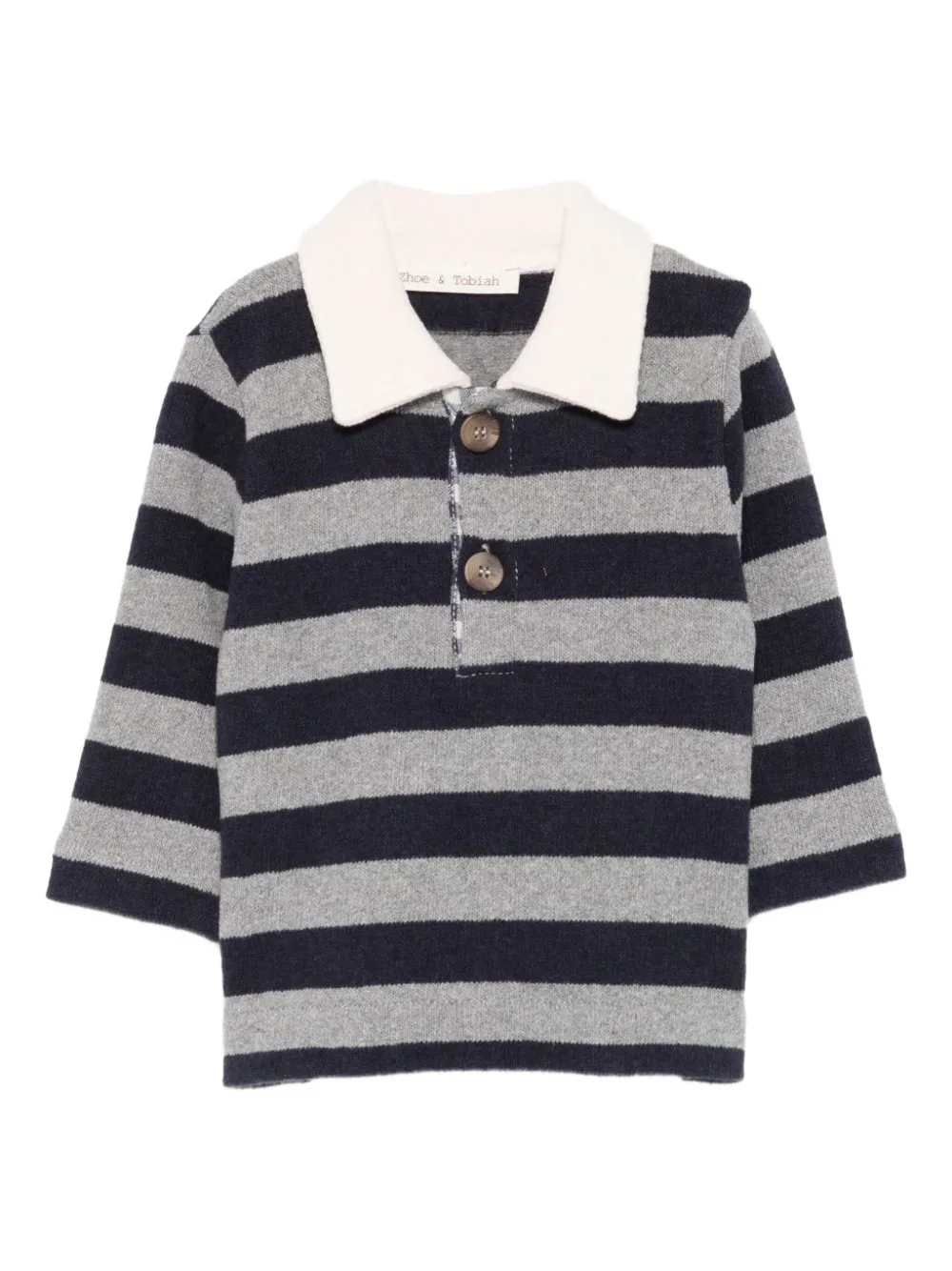 Zhoe & Tobiah striped buttoned long-sleeves polo shirt - Grigio