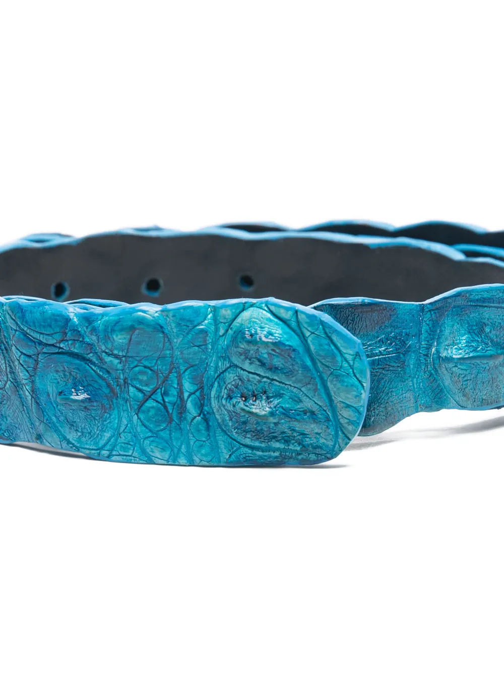  Sommet Crocodile-leather Belt - Blue 