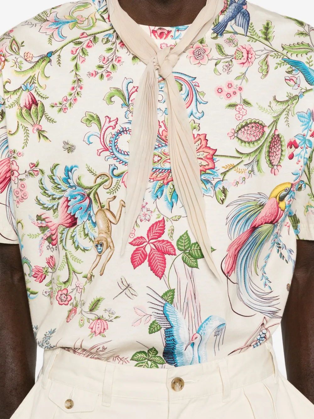 ETRO T-shirt met bloemenprint Beige