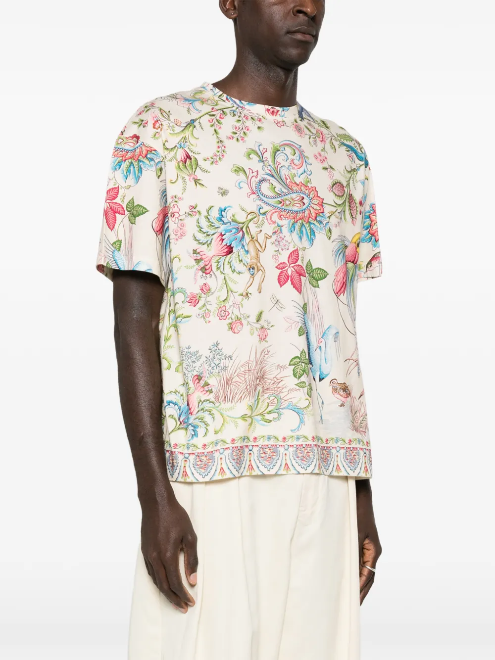 ETRO T-shirt met bloemenprint Beige
