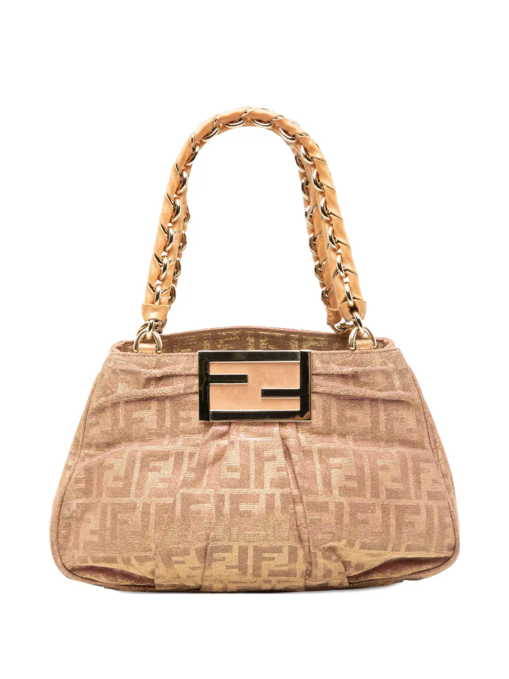 Fendi Pre-Owned 2010-2025 Small Zucca Metallic Lurex Mia Chain tote bag | Brown | Image 1