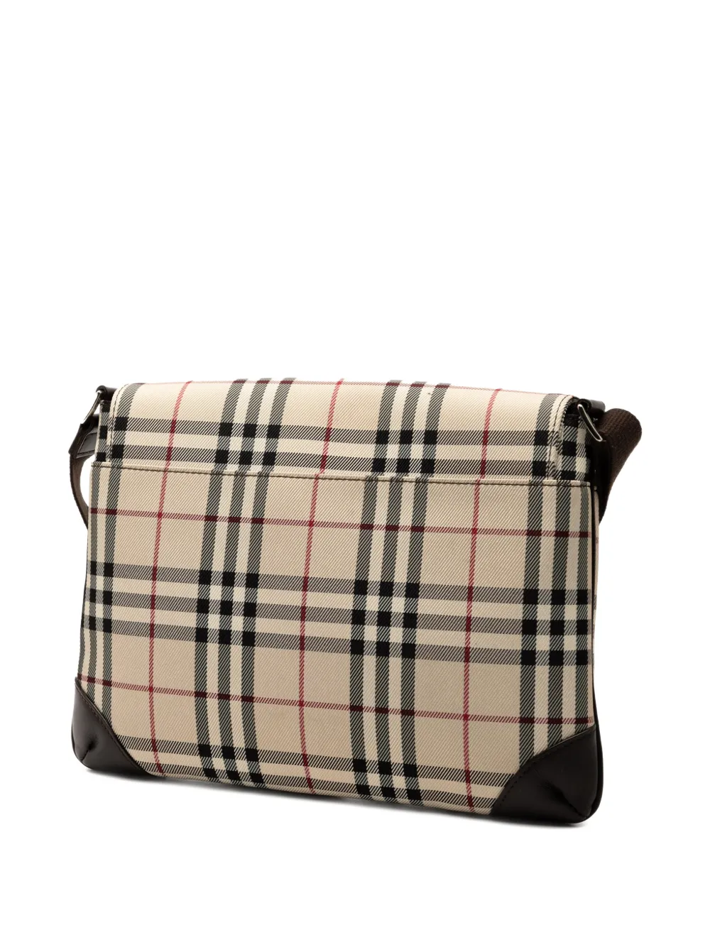 Pre-owned Burberry 2000-2017 House Check Canvas Flap Crossbody Bag In Brown