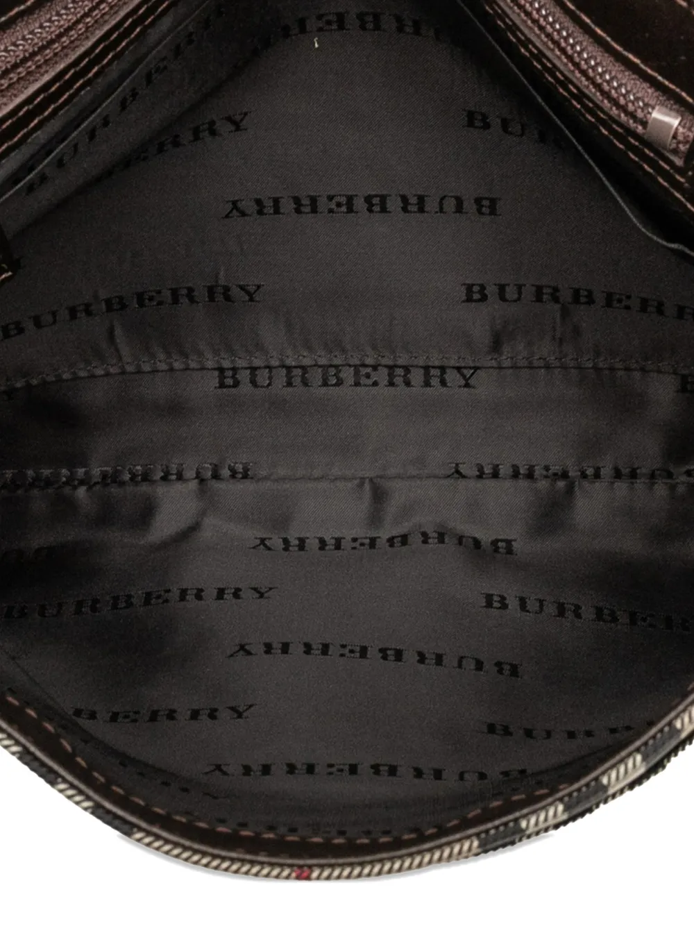 Pre-owned Burberry 2000-2017 House Check Canvas Flap Crossbody Bag In Brown