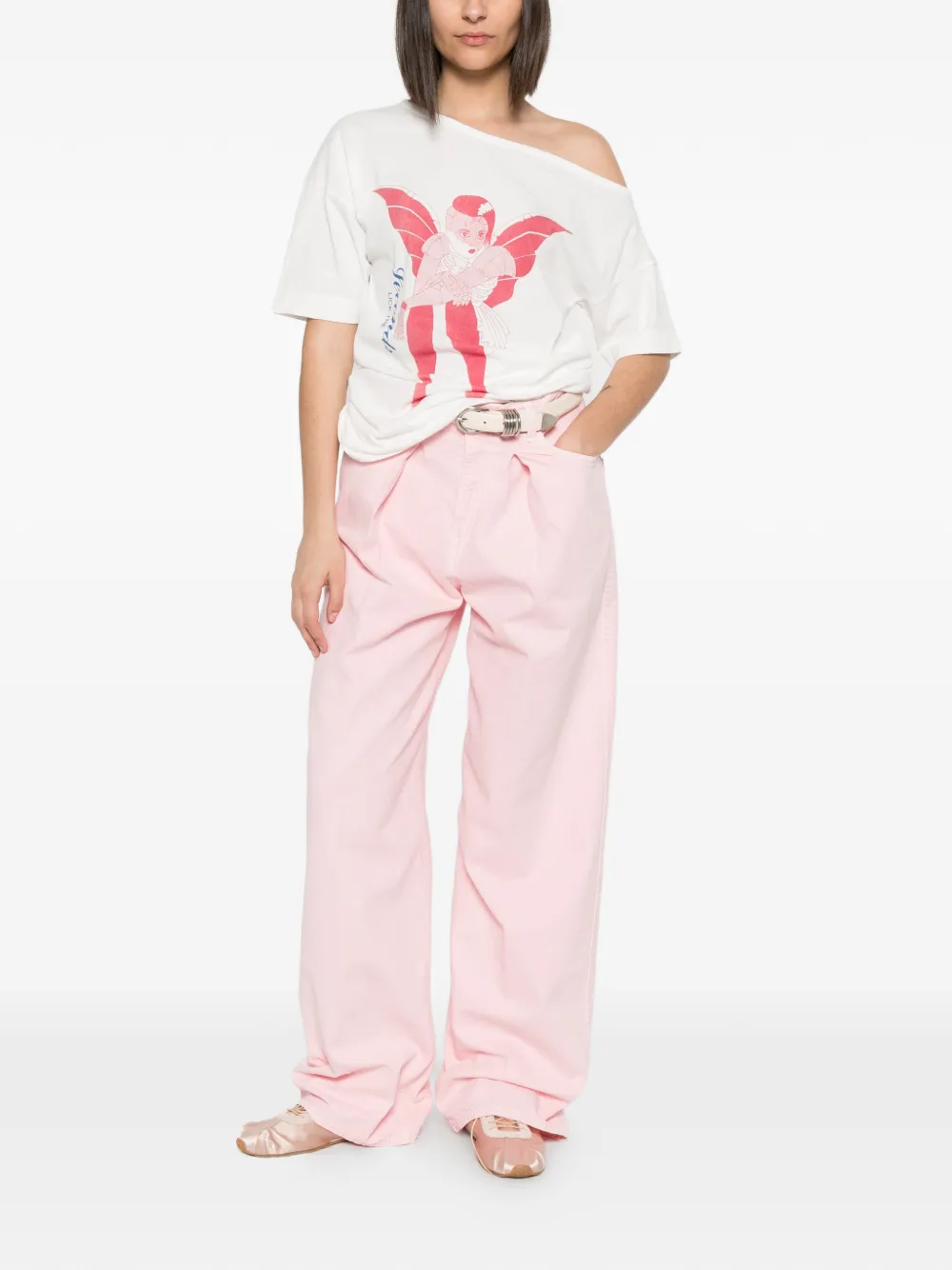Haikure Candy geplooide jeans met wijde pijpen Roze
