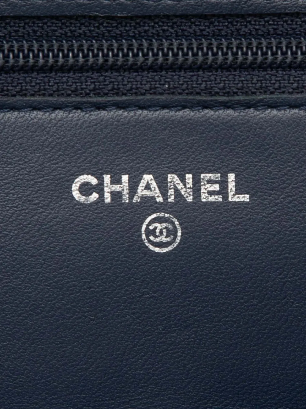 Pre-owned Chanel 2016-2017 Cc Quilted Lambskin Wallet On Chain Crossbody Bag In Blue