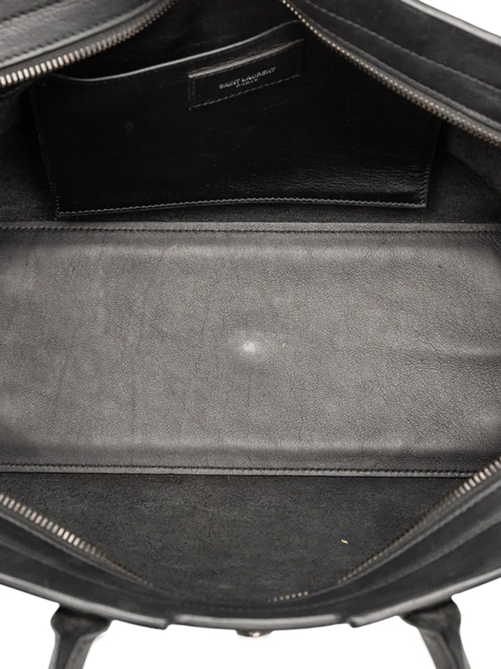 SAINT LAURENT Pre-owned 2016 Small Leather Monogram Downtown Cabas Satchel In Black