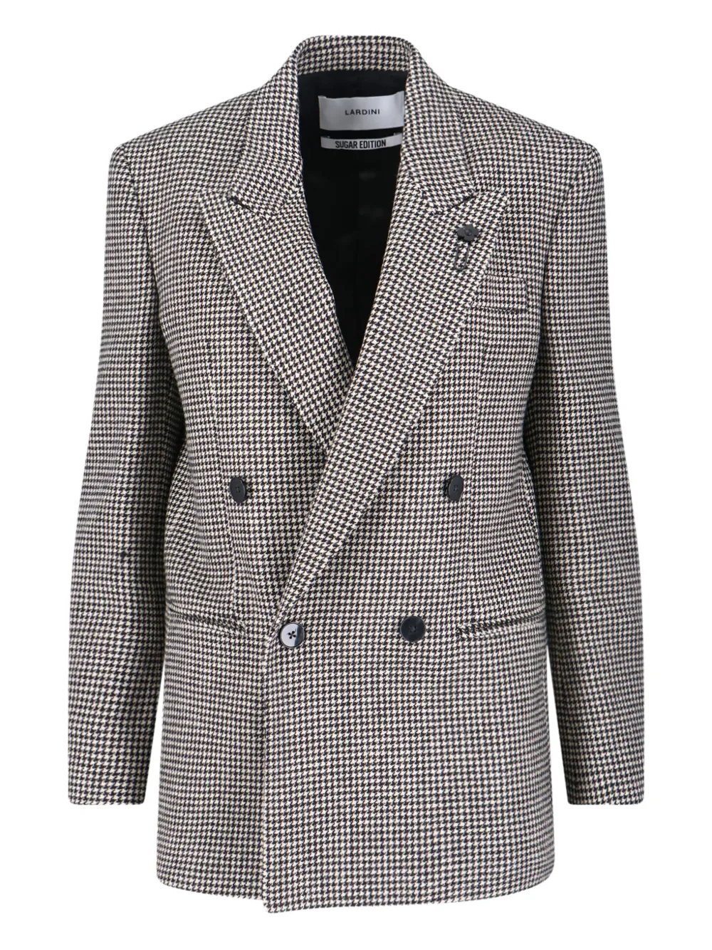 Lardini Houndstooth-pattern Double-breasted Blazer In Gray