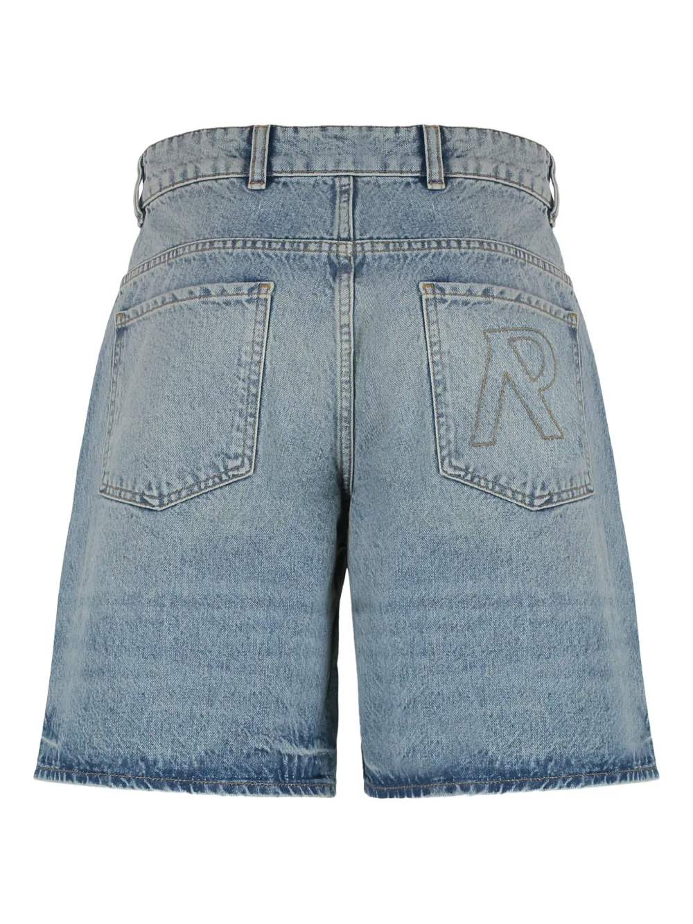 Represent logo-embroidered denim shorts - Blauw