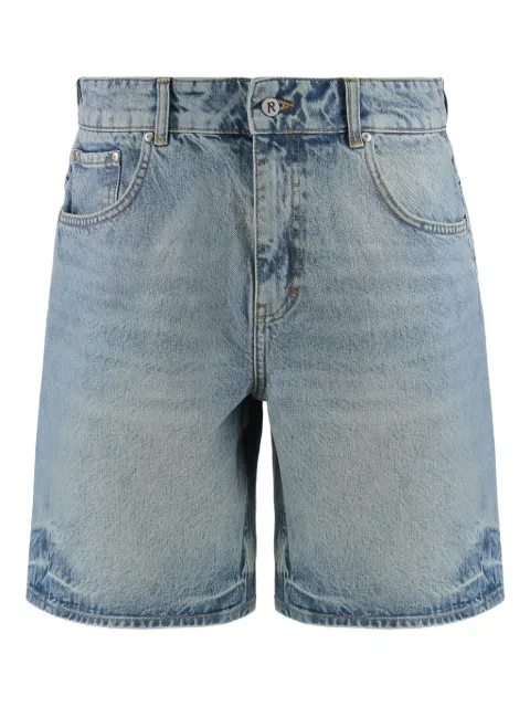 Represent logo-embroidered denim shorts