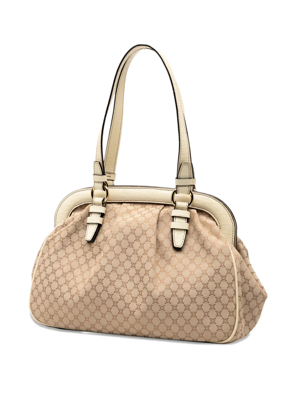 Pre-owned Celine 2009 Macadam Canvas Tassel Frame Satchel In Brown