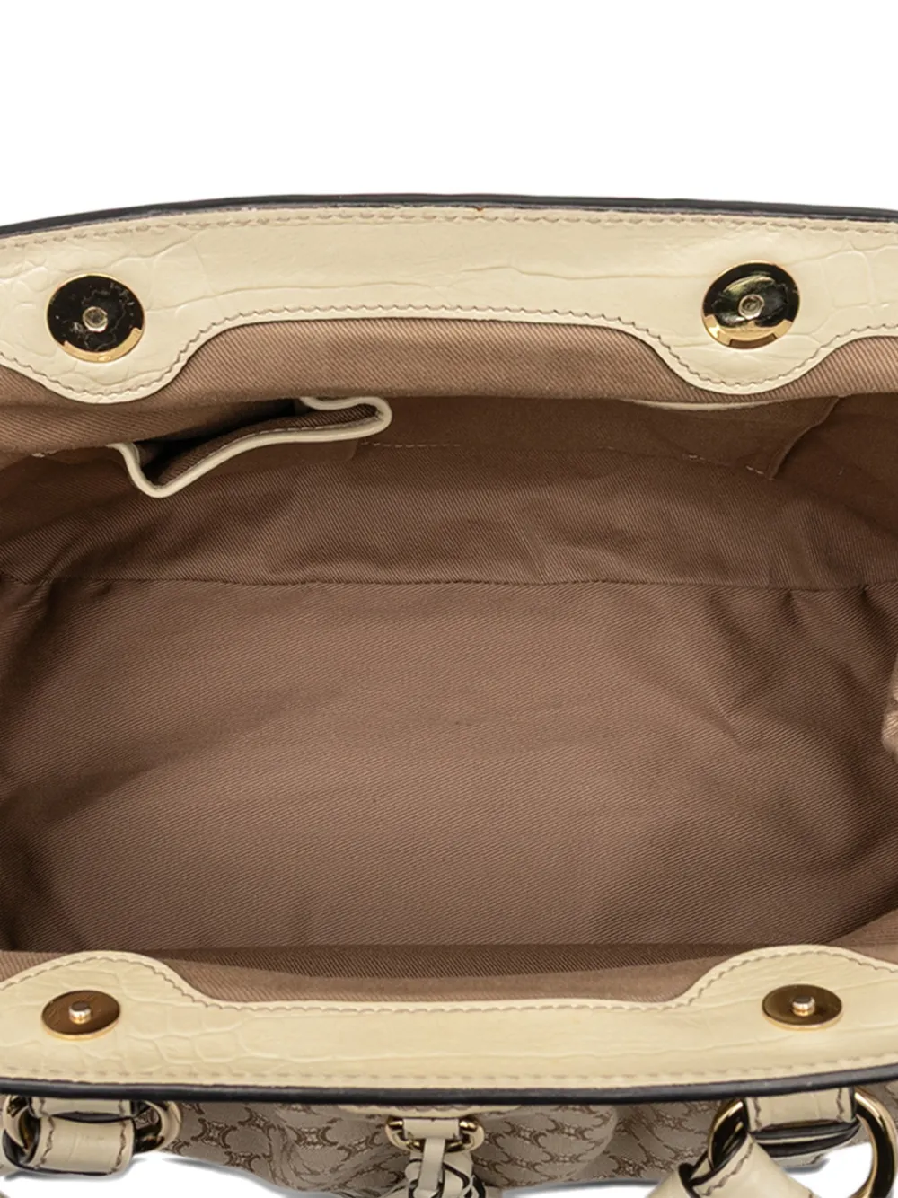 Pre-owned Celine 2009 Macadam Canvas Tassel Frame Satchel In Brown