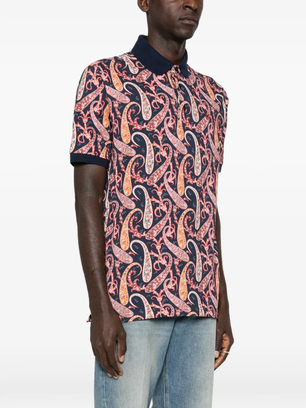 ETRO Poloshirt met paisley-print Blauw