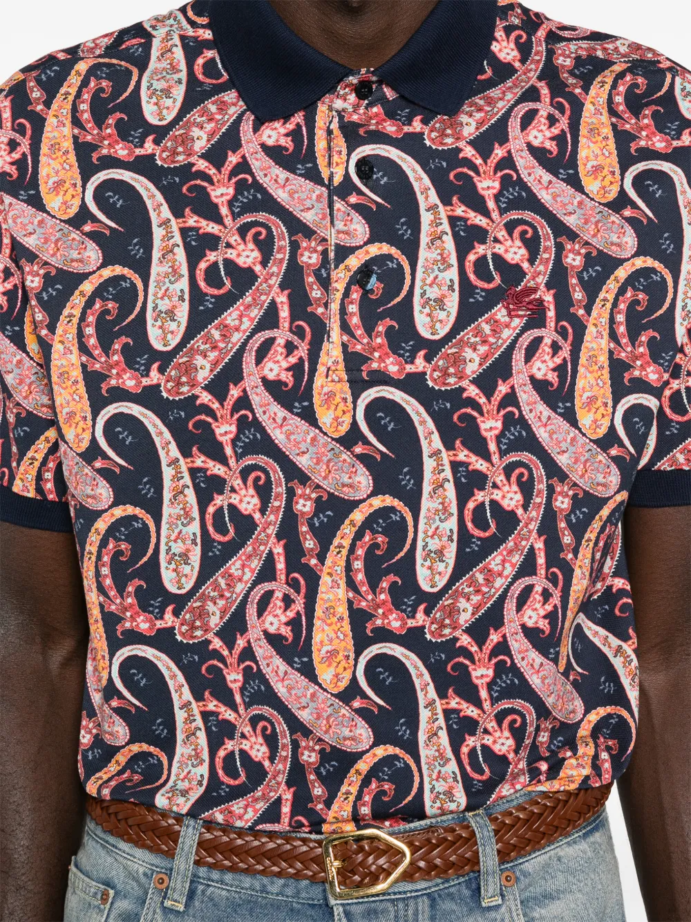 ETRO Poloshirt met paisley-print Blauw
