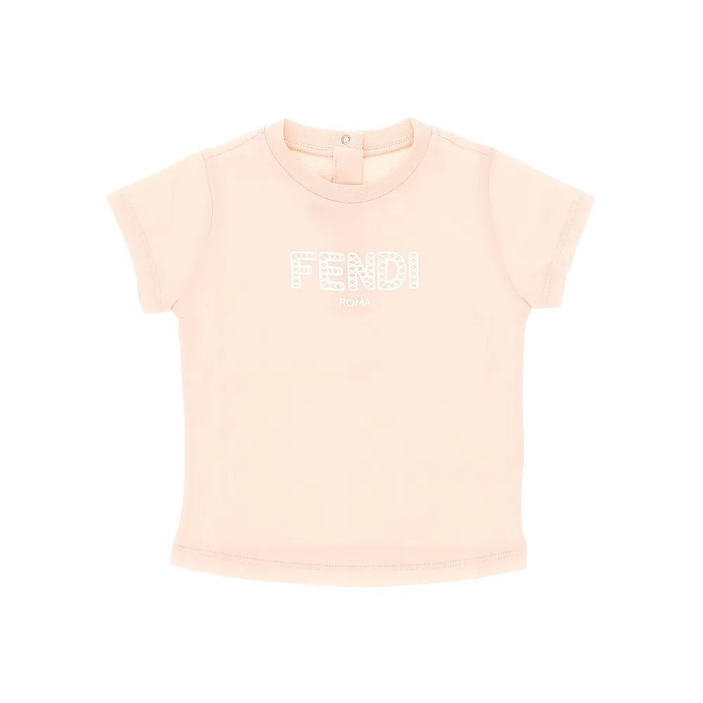 Fendi Kids logo T-shirt Roze