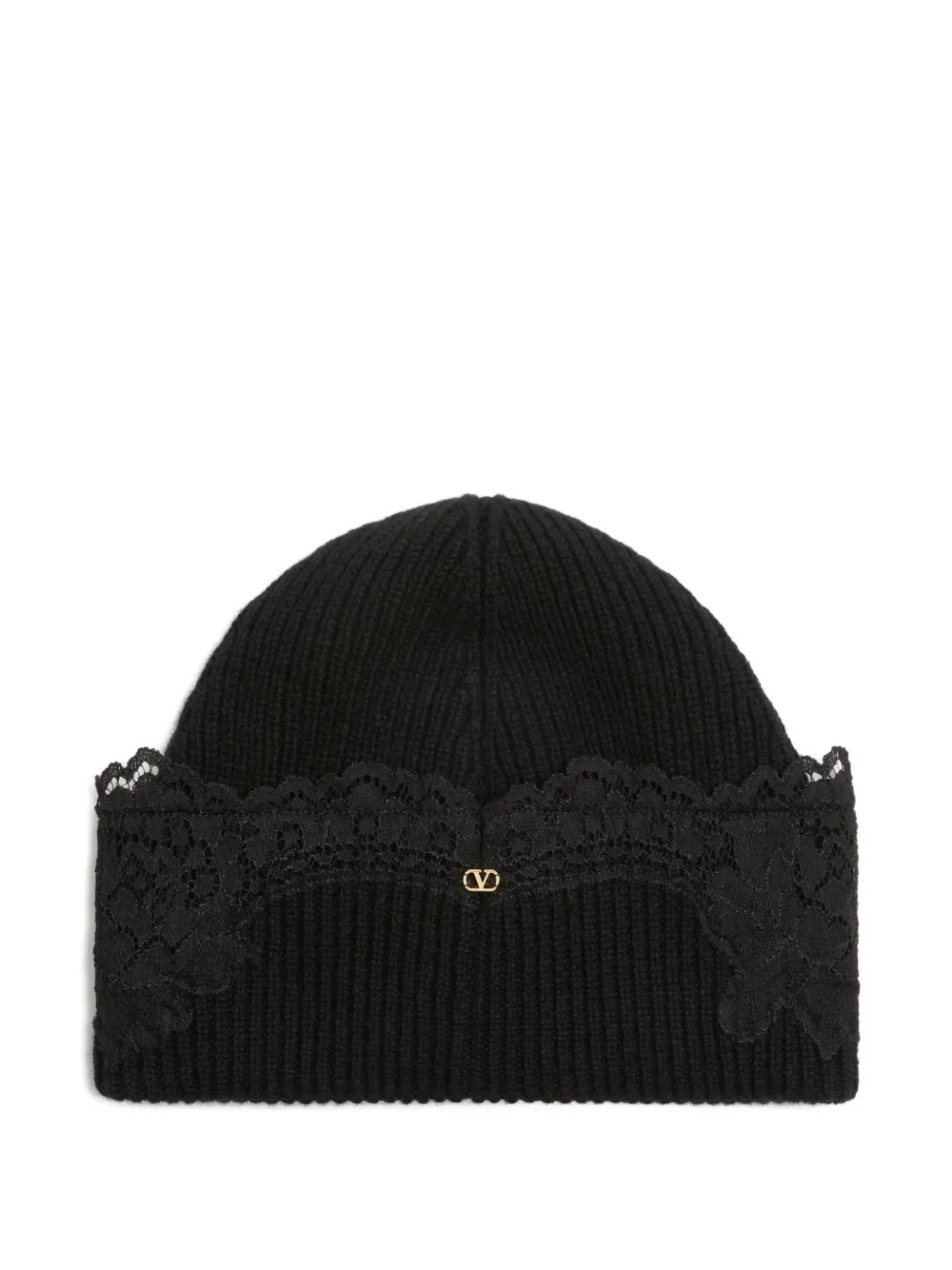 Valentino Garavani Vlogo Signature Lace Beanie In Black